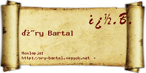 Őry Bartal névjegykártya